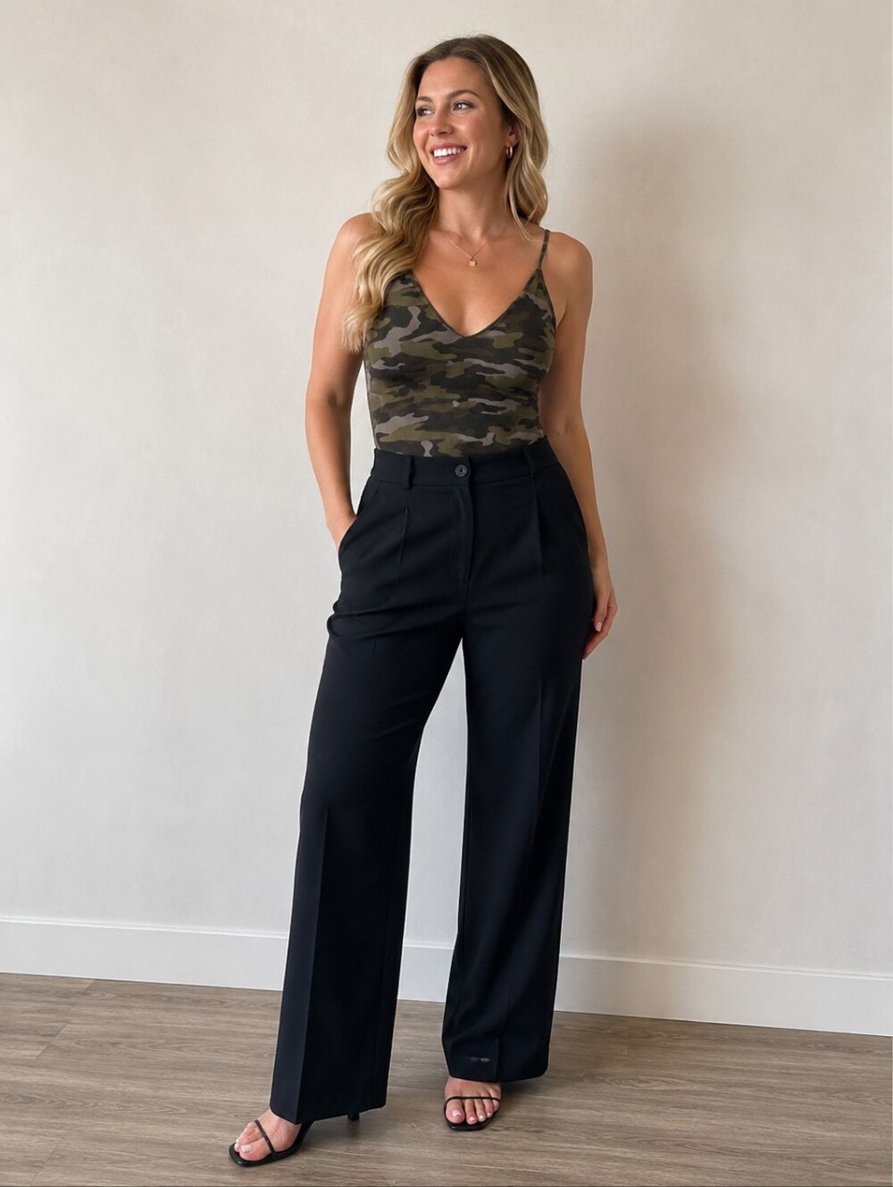 Express Olive Green Camo V neck Bodysuit Size Medium